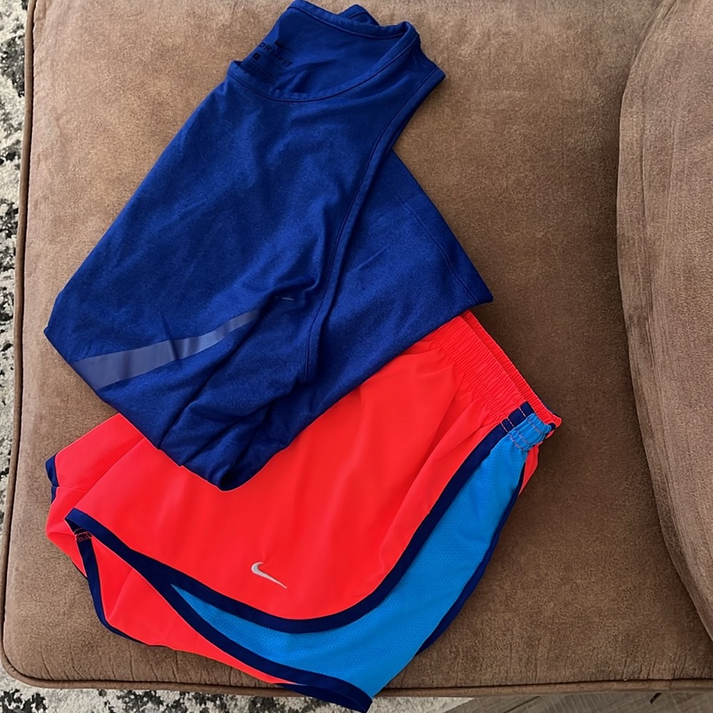 Nike Coral and Blue Shorts and Tank Set